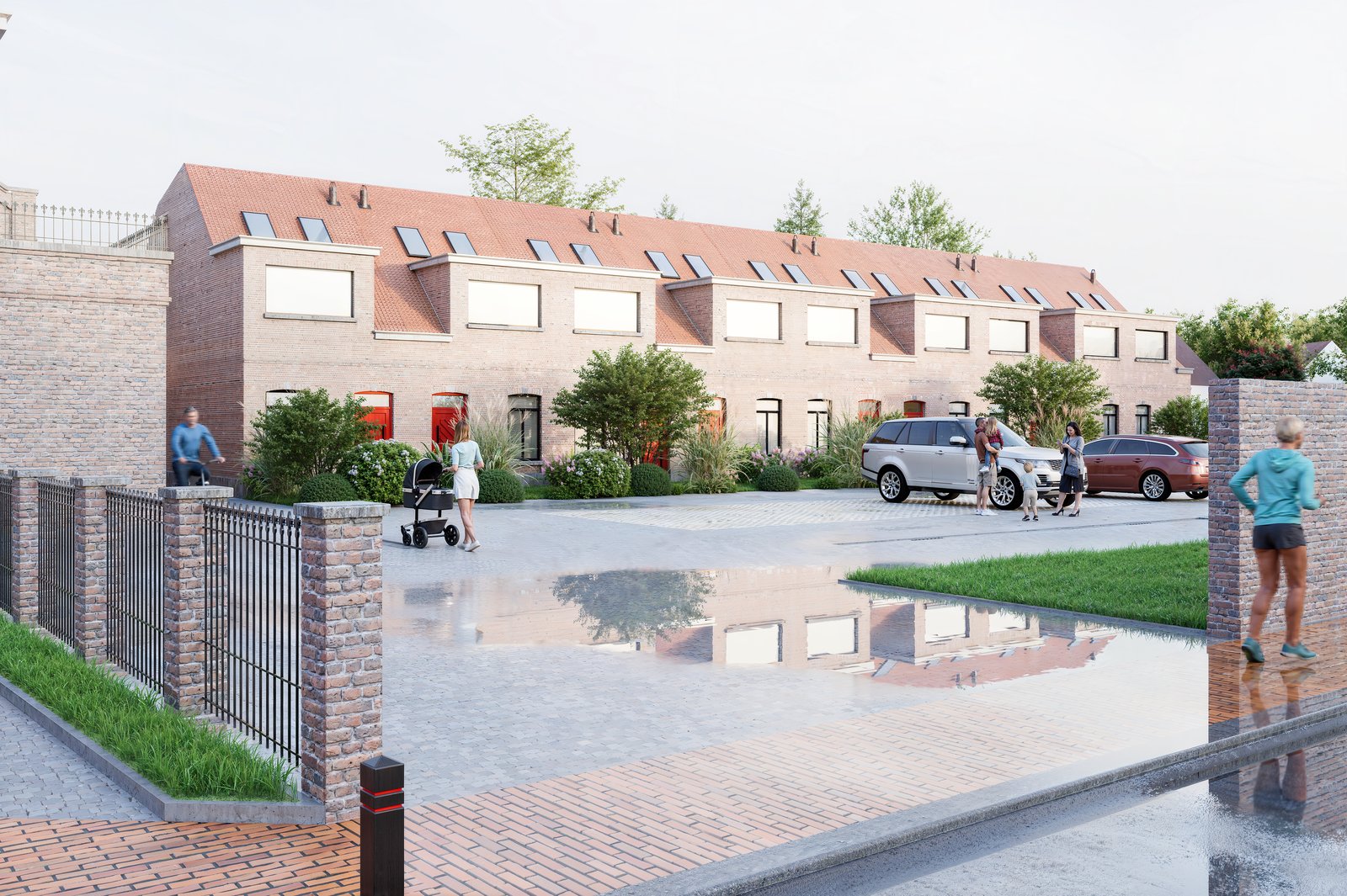 Fourteen homes around a shared courtyard